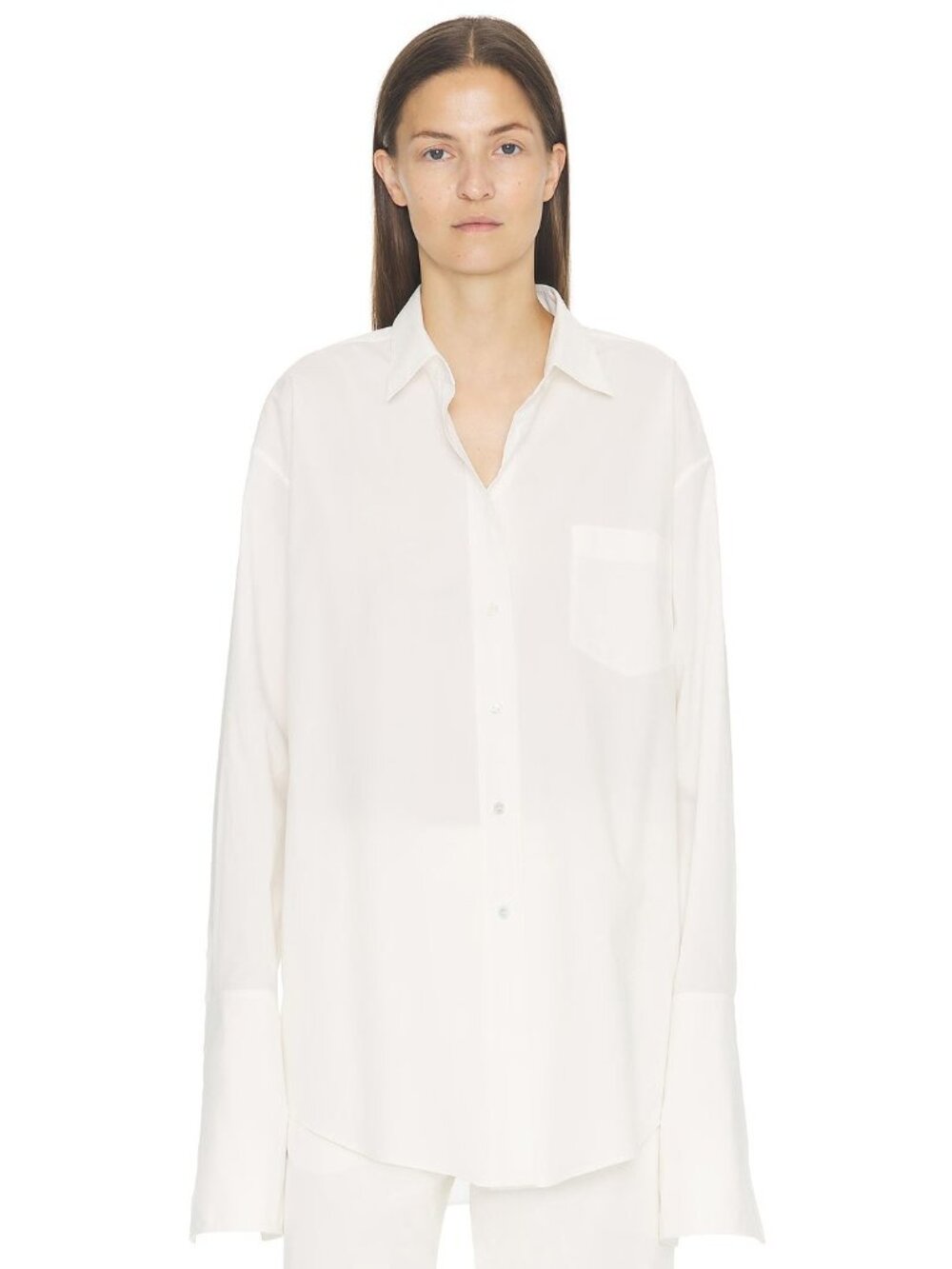 The Row Ment Shirt in White Long Sleeve